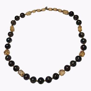 Artisan Tiger Eye Beaded Necklace Elegant Black Statement Fashion Jewelry Women